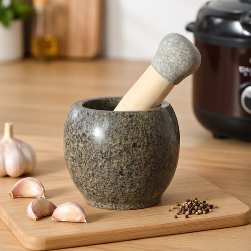 高端中华麦饭石蒜臼压蒜器