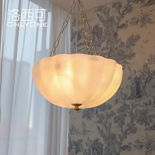 洛西可白色玻璃吊灯法式卧室