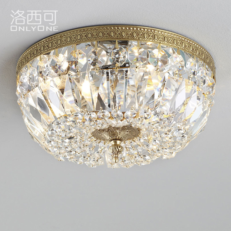 洛西可 法式复古水晶吸顶灯美式全铜卧室阳台过道入户衣帽间灯具,家装灯饰光源,餐厅/卧室/书房吸顶灯,淘宝优惠券,粉丝福利购,淘宝优惠卷