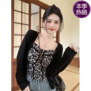 夏季休闲无袖背心女内搭设计感小众外穿性感开衫mm套装大码胖女装