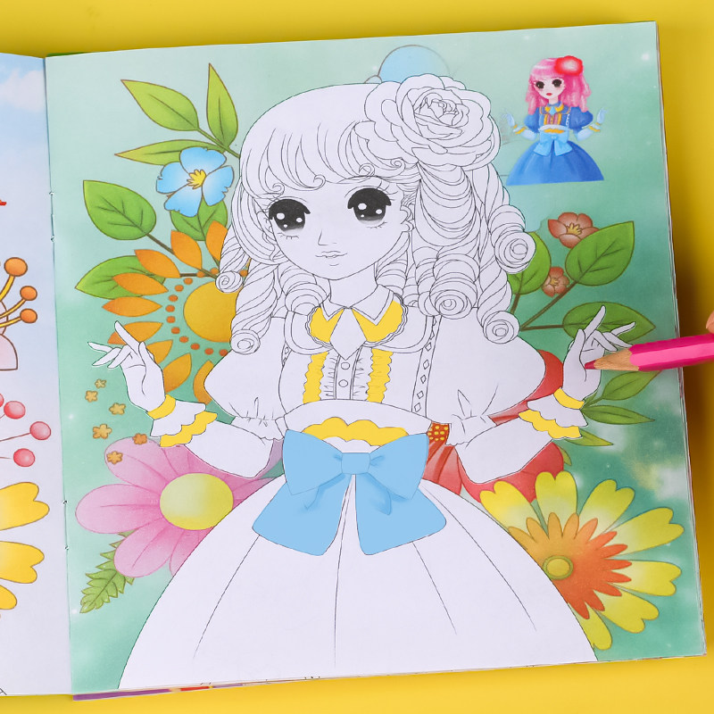 公主涂色画全8册 宝贝趣味涂色画系列 公主涂色画儿童画画绘画启蒙
