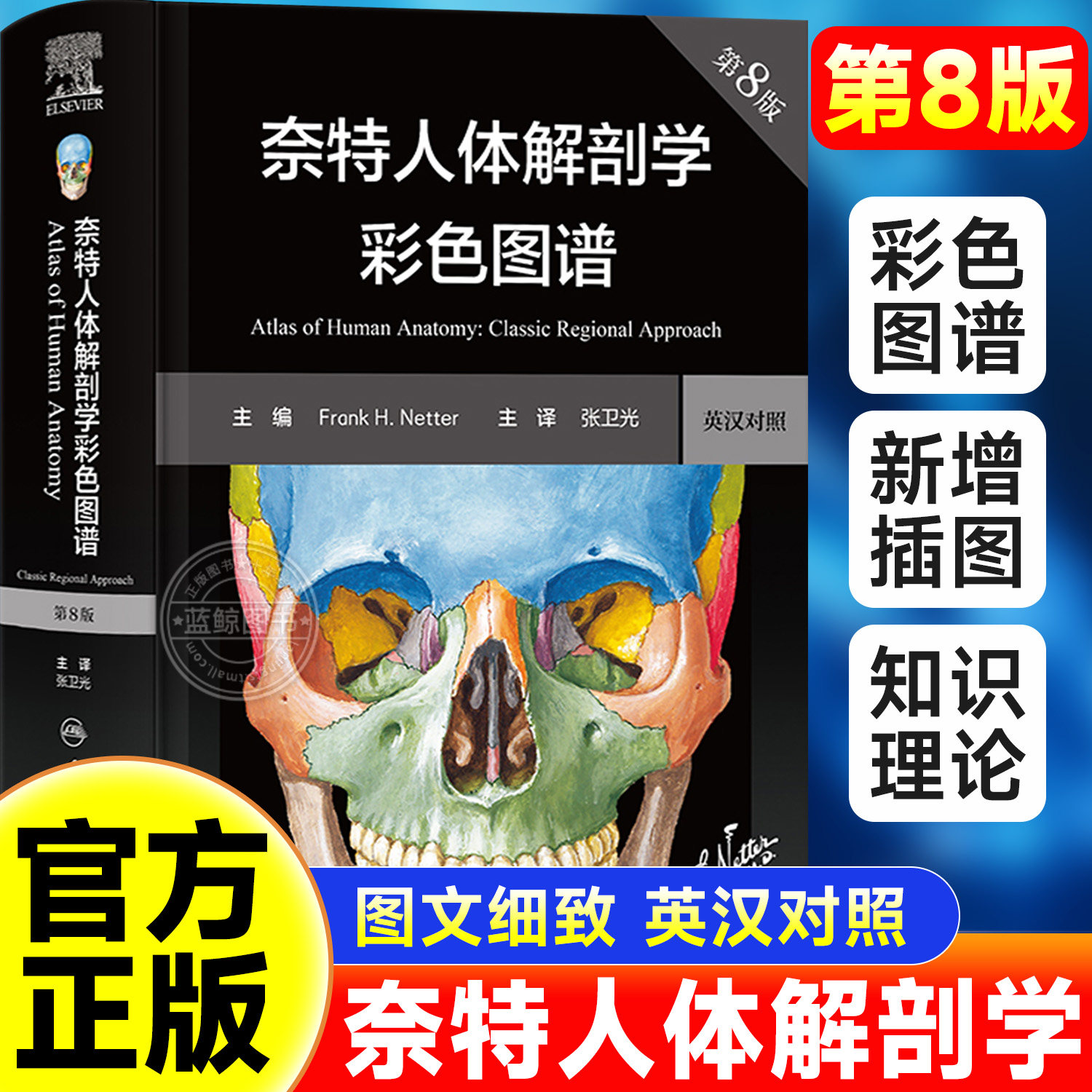 【官方直营】奈特人体解剖学图谱第8版张卫光彩色神经系统肌肉骨骼生理学肌动学解刨格氏结构功能微创腔镜放射影像人卫彩色学图谱