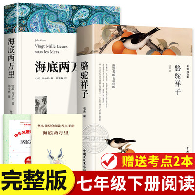 【老师推荐】骆驼祥子原著正版老舍 骆驼祥子和海底两万里7下 七年级初一初中必读课外书正版书 人民教育名著版人教版出版社