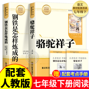 课外书初一课外阅读书籍配套人教版 骆驼祥子和钢铁是怎样炼成 七年级下册必读正版 原著完整版 名著老舍朝花夕拾西游记初中生 正版