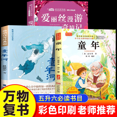 2025暑假阅读万物复书童年精编插图版高尔基著五升六年级爱丽丝漫游奇境精编彩图版刘易斯卡罗尔童年河赵丽宏著老师推荐5升6必读