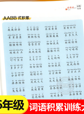 词语积累归类训练大全重叠词成语大全小学生版语文专项训练词汇基础知识手册aabbc式四字成语字词句积累量词近义词反义词练习本RJ