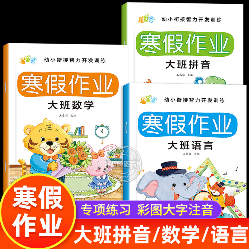 幼儿园大班寒假作业 幼儿中班大班练习册全套寒假衔接一本通练习题 语文拼音数学思维启蒙训练早教书籍儿童幼儿学习教材天天练