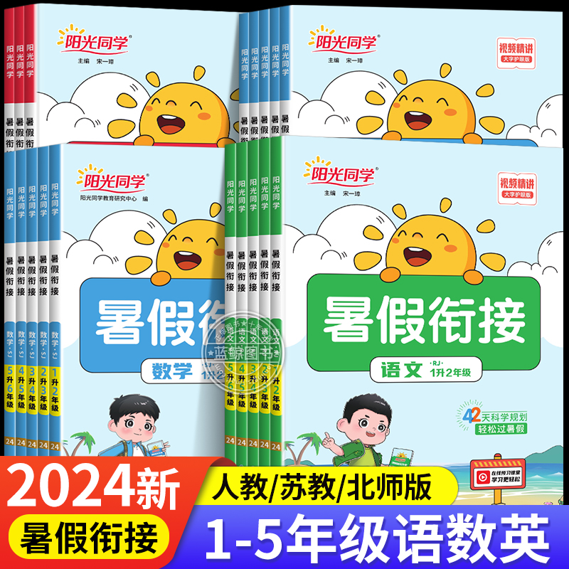 2024版阳光同学暑假衔接一升二升三升四升五升六12345年级小学语文数学英语全套人教版RJ苏教版SJ北师大BS暑假作业练习册小升初