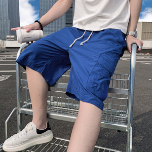D110-特P35控65 夏季设计高级感青少年百搭休闲五分纯色短裤男 红图片