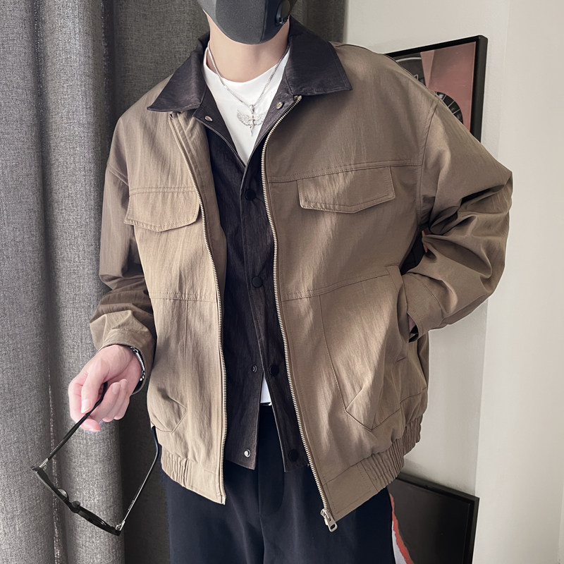 WT29A-P108控148美式复古百搭休闲工装翻领设计高级感夹克外套 绿图片