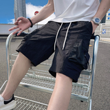 D107-P49控79夏季男士设计高级感休闲网面口袋百搭休闲工装裤黑，男装工装外套，电商A208