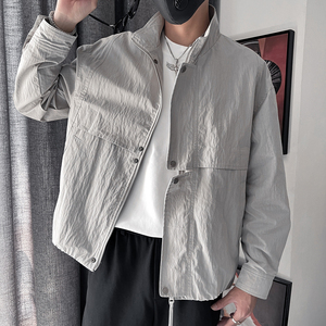 WT30A-P98控138 设计高级感百搭美式复古工装拼接男士休闲夹克 米，男装夹克，电商A208