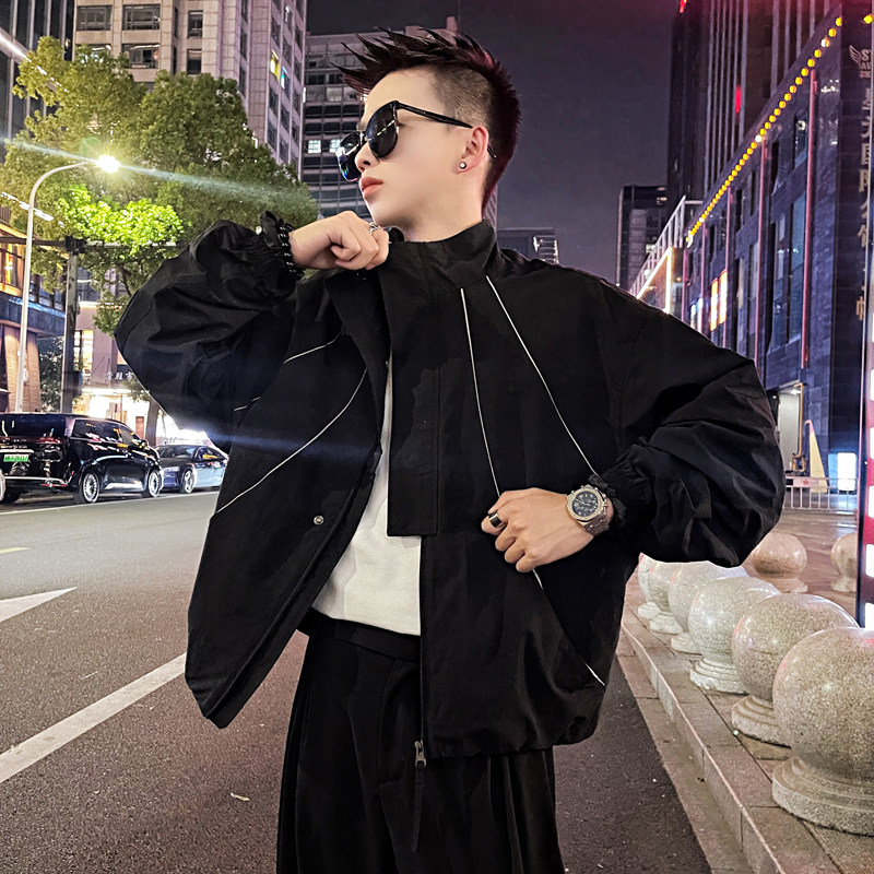 WT31-特P118控158反光机能风拉链外套夹克立领时尚休闲外套咖,男装夹克,电商A208