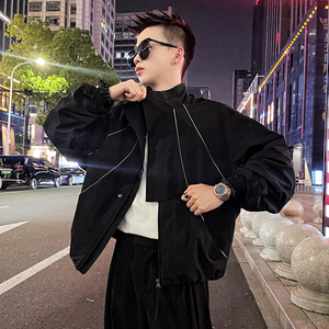 WT31-特P118控158 反光机能风拉链外套夹克立领时尚休闲外套 咖图片