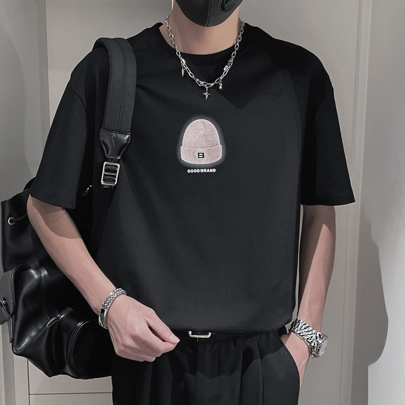 DT89-P45控65短袖圆领套头设计高级感时尚百搭潮流休闲男士T恤白,男装T恤,电商A208
