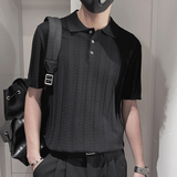 DT61-P68控98夏短袖套头提花翻领POLO衫T恤休闲百搭潮针织衫男白，男装T恤，电商A208
