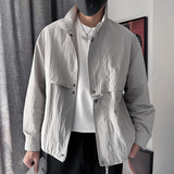 WT30A-P98控138设计高级感百搭美式复古工装拼接男士休闲夹克米，男装夹克，电商A208