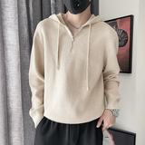 E237-P98控138设计高级感百搭套头连帽纯色男士针织羊毛衫米，男装针织衫/毛衣，电商A208