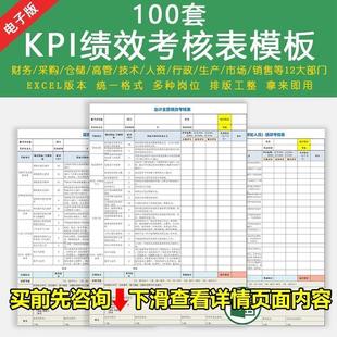 KPI绩效考核表公司财务采购行政部门员工岗位关键指标绩效考核表