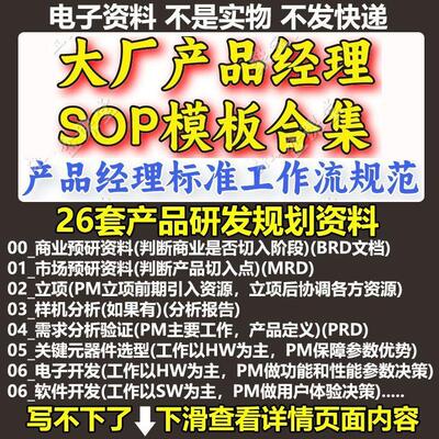 智能硬件产品经理SOP工作流全套产品研发项目资源规划模板资料