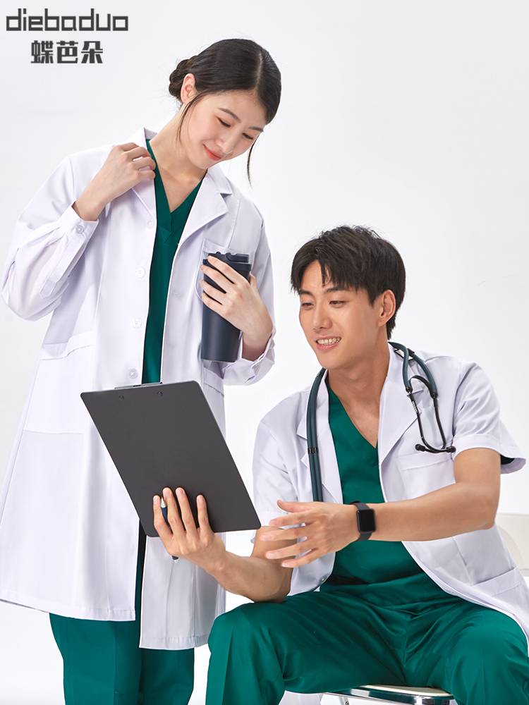 White coat long sleeve winter doctor suit beautician short sleeve men's experimental clothes student nurse suit women medical work clothes