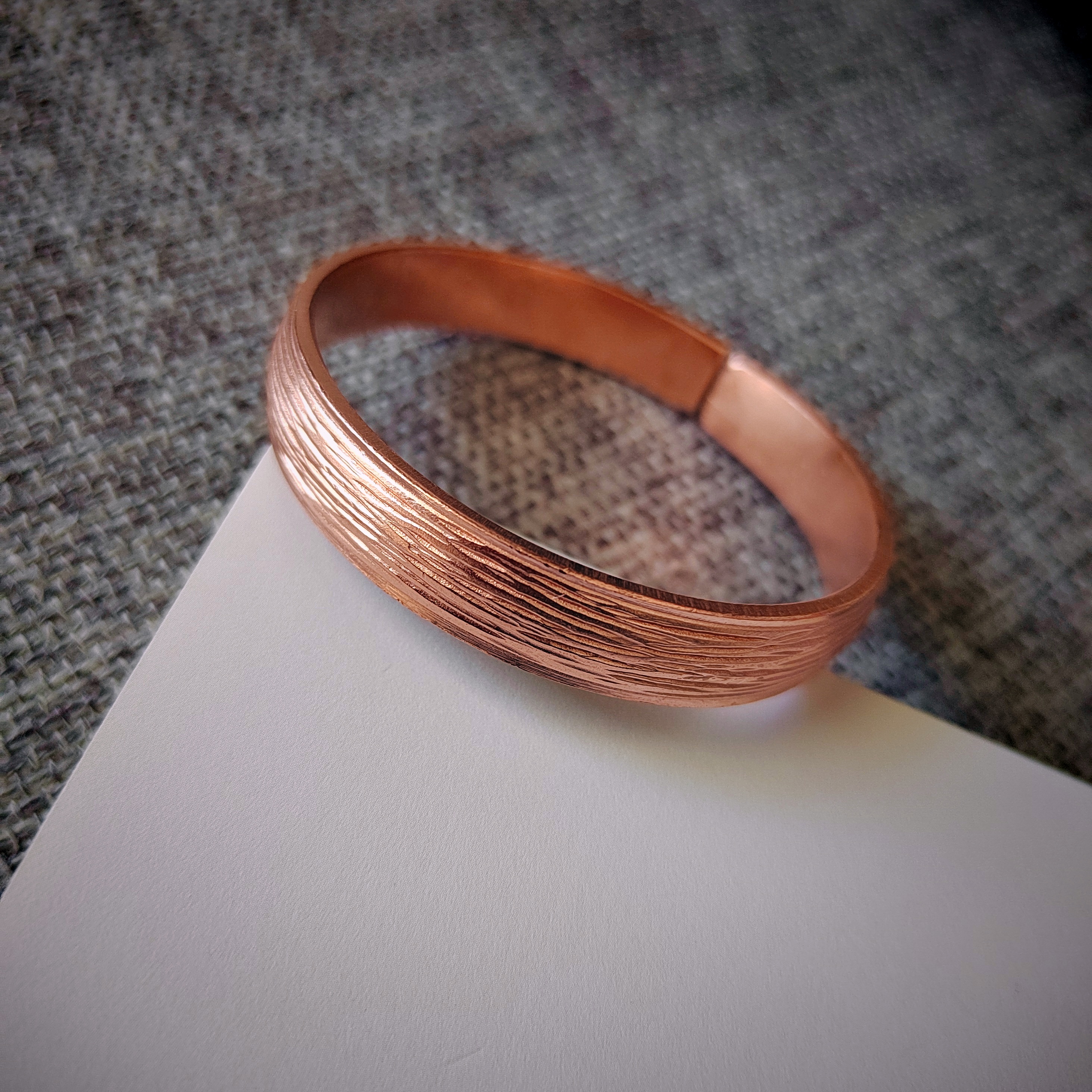 红铜紫铜镯子手工开口纯铜手镯女个性时尚条纹百搭送女友