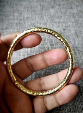 手工黄铜手镯锤纹简约时尚光圈实心纯铜无镀层