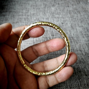 手工黄铜手镯锤纹简约时尚光圈实心纯铜无镀层