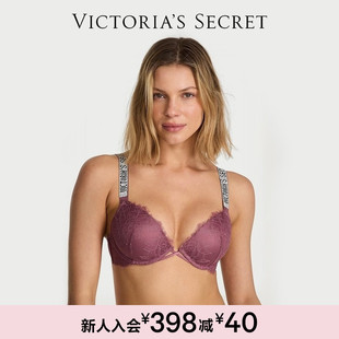 维密闪钻LOGO肩带蕾丝覆面性感文胸内衣女25秋