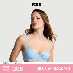维密桃气杯PINK 俏皮可爱蕾丝半罩杯文胸低领内衣女2026夏