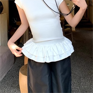 法式复古芭蕾风甜辣妹短裙边蓬蓬荷叶边腰裙女春夏季外搭叠穿屁帘