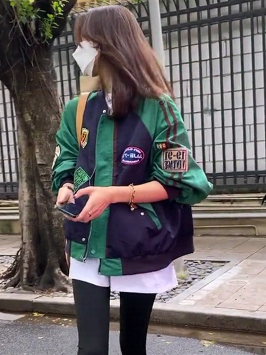 欧洲站美式秋接撞色季夹克克衣