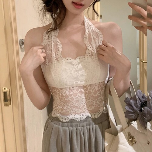 韩系纯欲甜辣妹蕾丝吊带背心女
