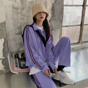 长袖休闲运动套装女秋冬2020新款韩版时尚宽松棒球服长裤两件套潮