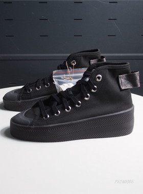Adidas三叶草Nizza Parley女高筒织物透气厚底帆布鞋GY0649