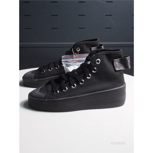 Adidas三叶草Nizza GY0649 Parley女高筒织物透气厚底帆布鞋