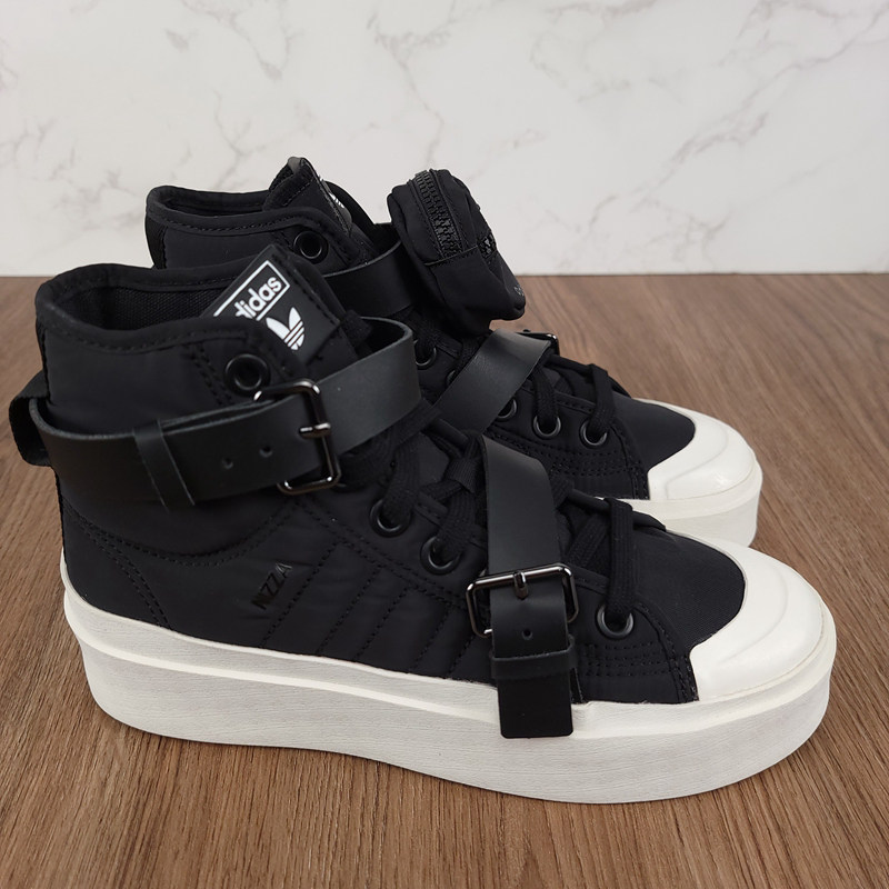 Adidas 三叶草NIZZA 女款时尚百搭厚底高筒帆布休闲鞋板鞋 GW6760