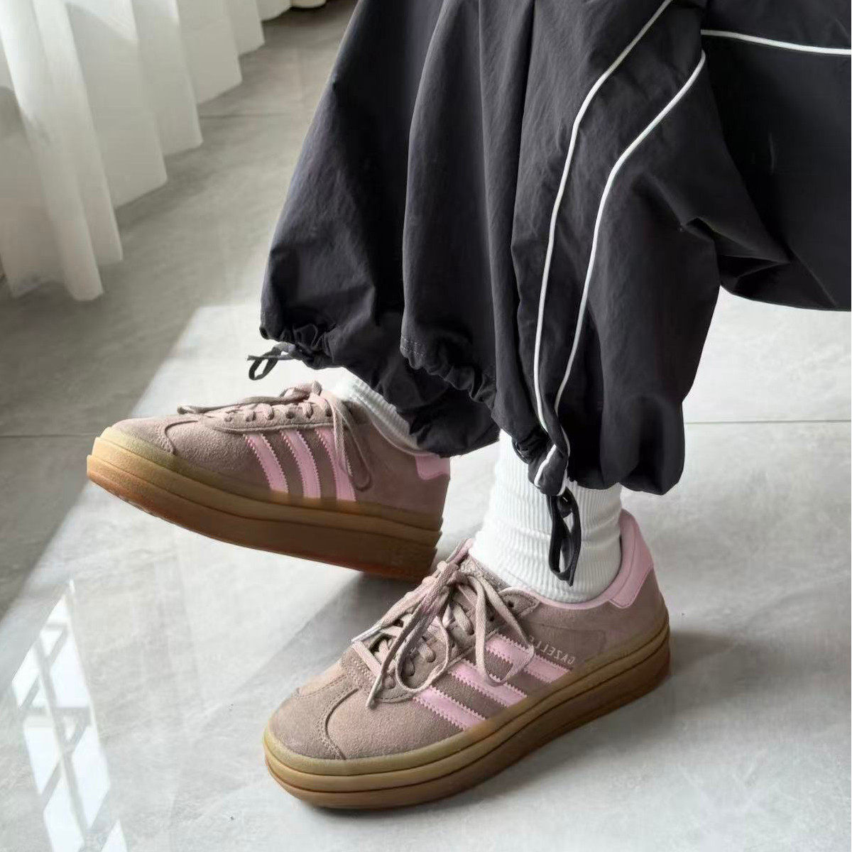 Adidas/三叶草 Gazelle Gold 女T头鞋厚底运动板鞋德训鞋 JQ6436