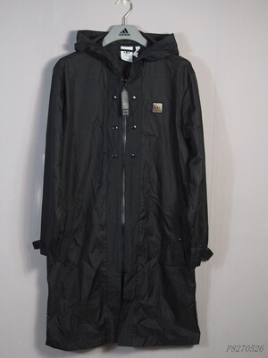 阿迪达斯三叶草男子涤纶梭织防风透气长款开身连帽时尚风衣GT7304
