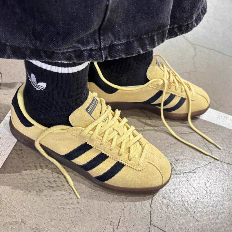 阿迪达斯Adidas BERMUDA 鹅黄色低帮复古防滑德训T头板鞋 JI2659