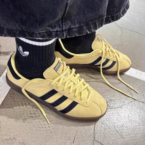 阿迪达斯Adidas BERMUDA 鹅黄色低帮复古防滑德训T头板鞋 JI2659