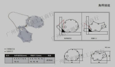 二片规 角焊接规 角焊缝厚度 直角焊缝量规 焊缝检验尺 焊脚尺寸