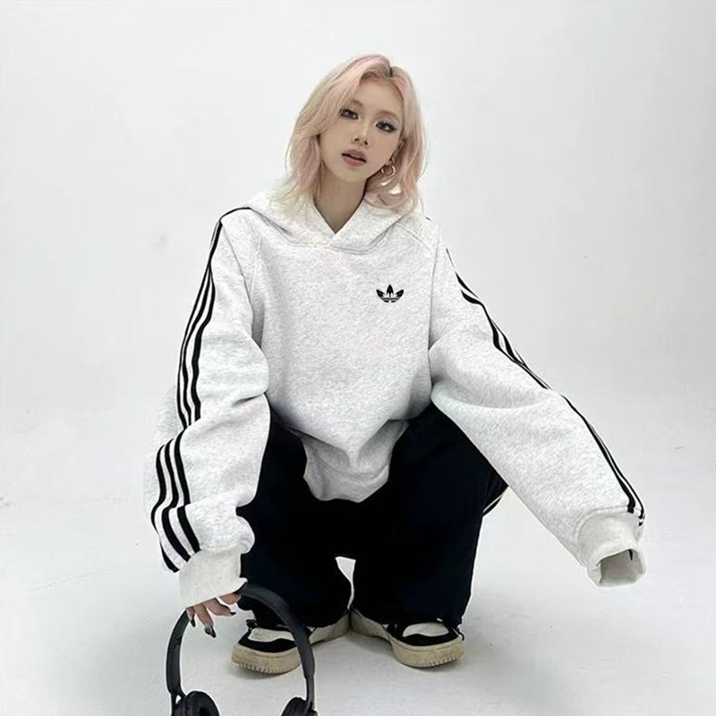 连帽卫衣秋冬季加绒加厚男女同款重磅潮牌宽松休闲运动套头衫