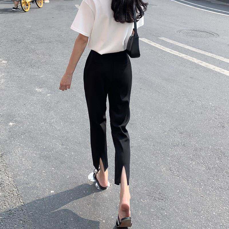 西装裤子女春秋2025新款九分高腰显瘦小脚黑色休闲烟管裤直筒夏季