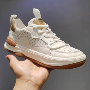 欧美真皮小白鞋男高端镂空透气轻奢板鞋春夏款潮流运时尚动休闲鞋