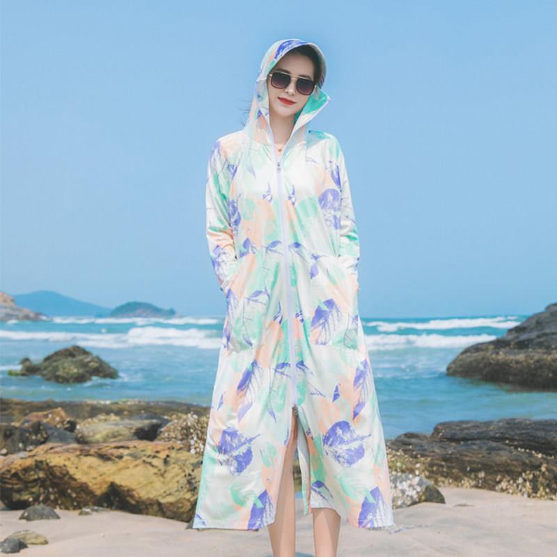 户外防晒衣女款夏季长款全身防紫外线透气冰丝长袖宽松海边外套服