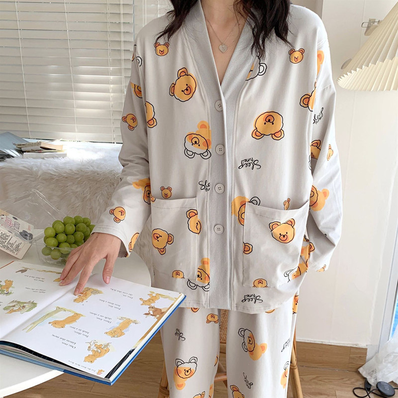 月子服纯棉哺乳产后孕妇睡衣套装