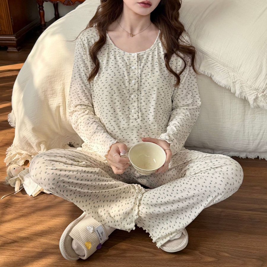 带胸垫春夏莫代尔月子服孕妇睡衣