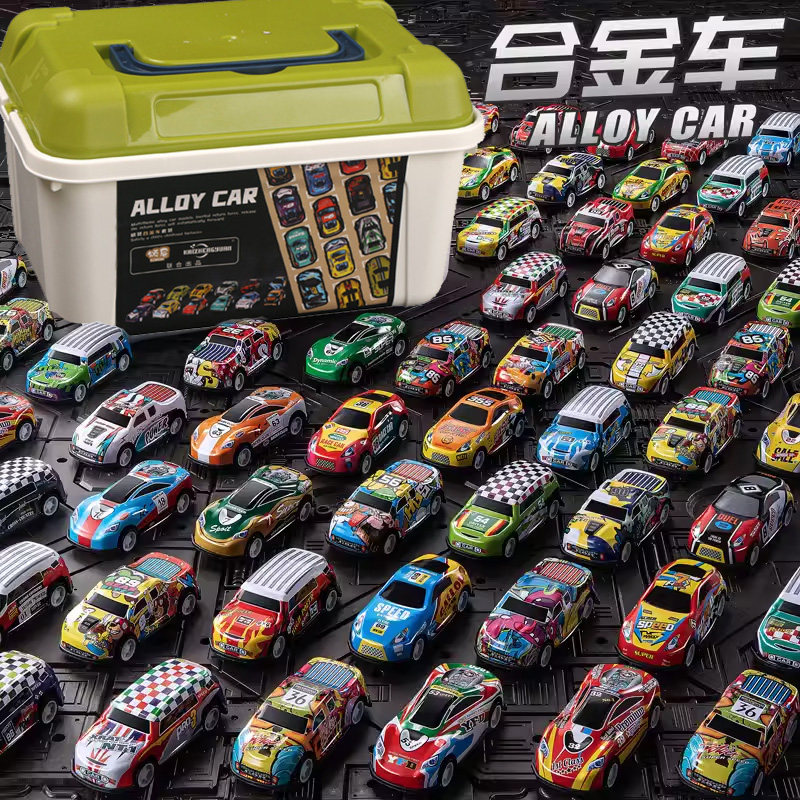 DOUYIN KUAISHOU의 동일한 합금 철 자동차 다양한 스타일의 배럴 풀백 자동차 관성 자동차 어린이 장난감 자동차