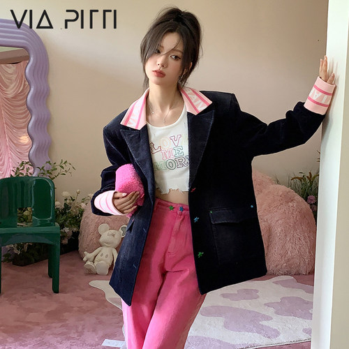 viapitti扎染灯芯绒西装